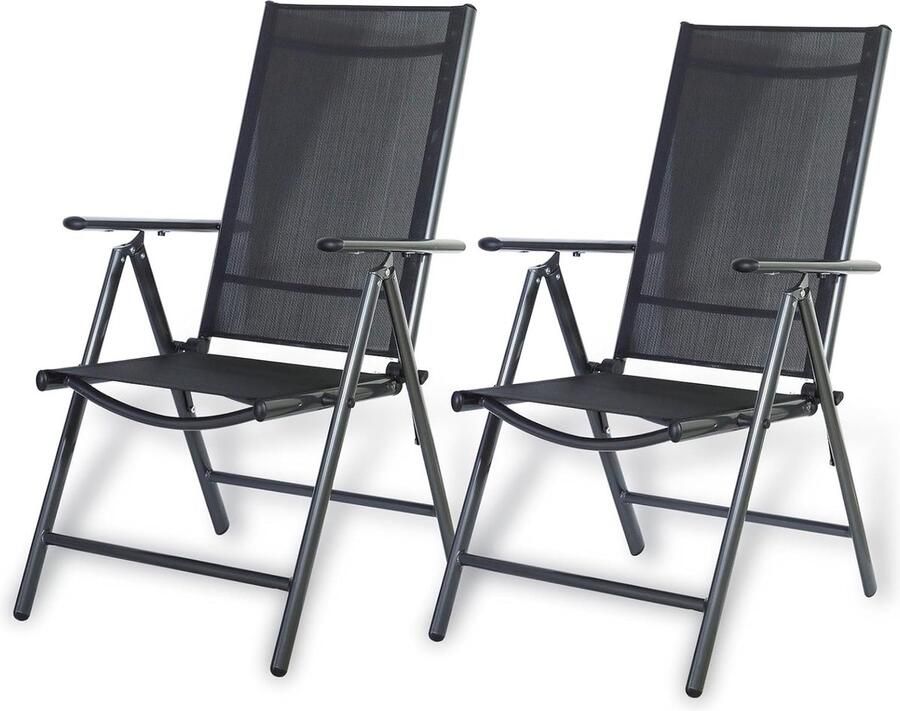Verstelbare Aluminium Klapstoel Set van 4 Lichtgrijs Ideaal voor Tuin en Balkon