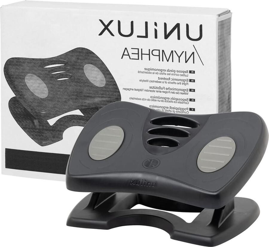 Verstelbare antislip dynamische voetsteun Ergonomische voetenbank voor kantoor en thuis Zwart