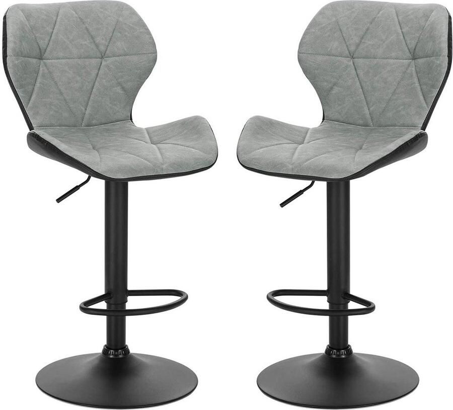 Rootz Living Rootz Verstelbare Barkrukken Tegenkrukken Draaistoelen Hoog Comfort Modern Design Sterke Stabiliteit Kunstleer & Staal 90-112cm x 47cm x 39cm