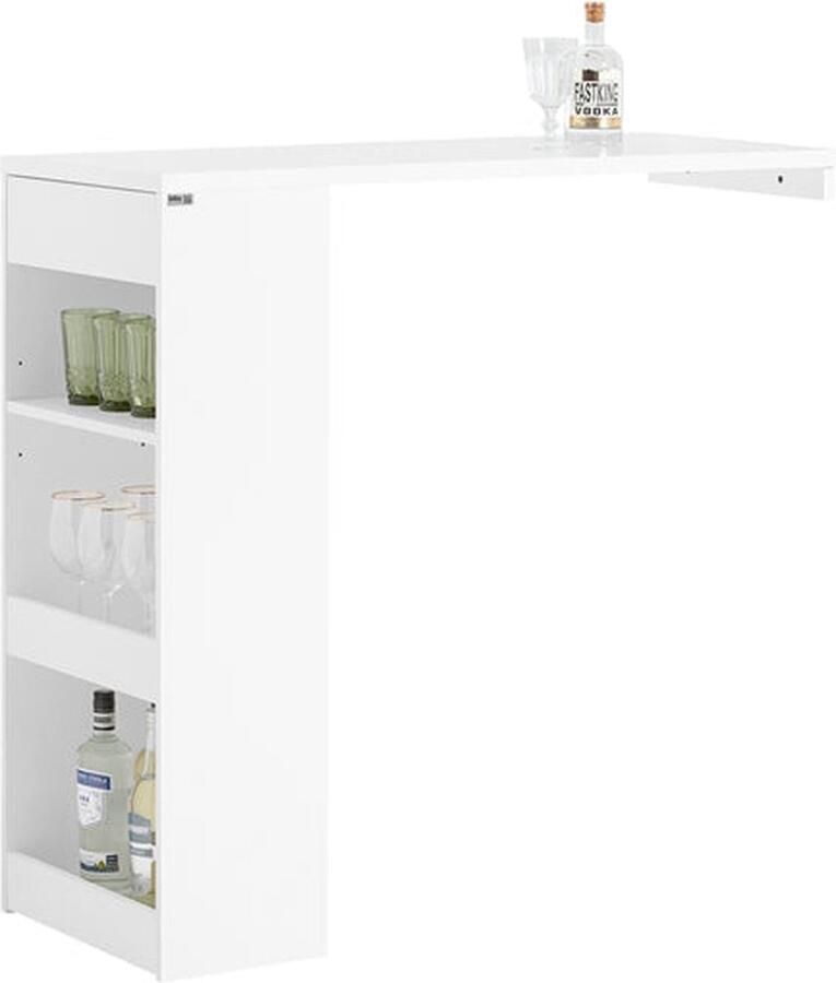 Rootz Living Rootz Verstelbare Bartafel Eettafel Wandgemonteerde tafel MDF-constructie Ruimtebesparend ontwerp Verstelbare hoogte Eenvoudige montage Wit 110 cm x 106 cm x 45 cm