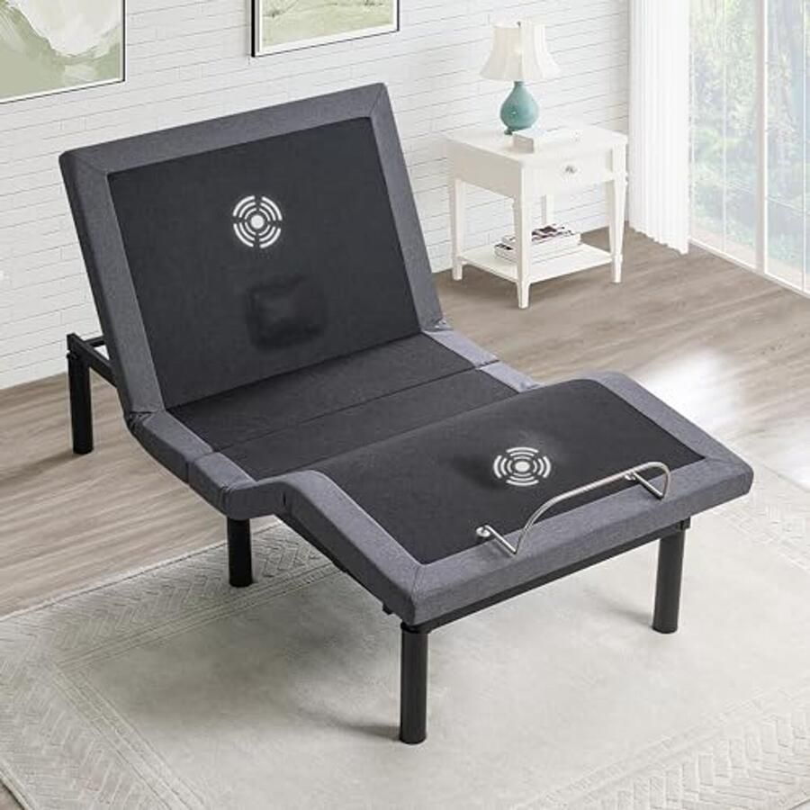 Verstelbare bedbodem met lendensteun hoofdkanteling voethelling rug- en beenmassage en USB-poorten Twin XL