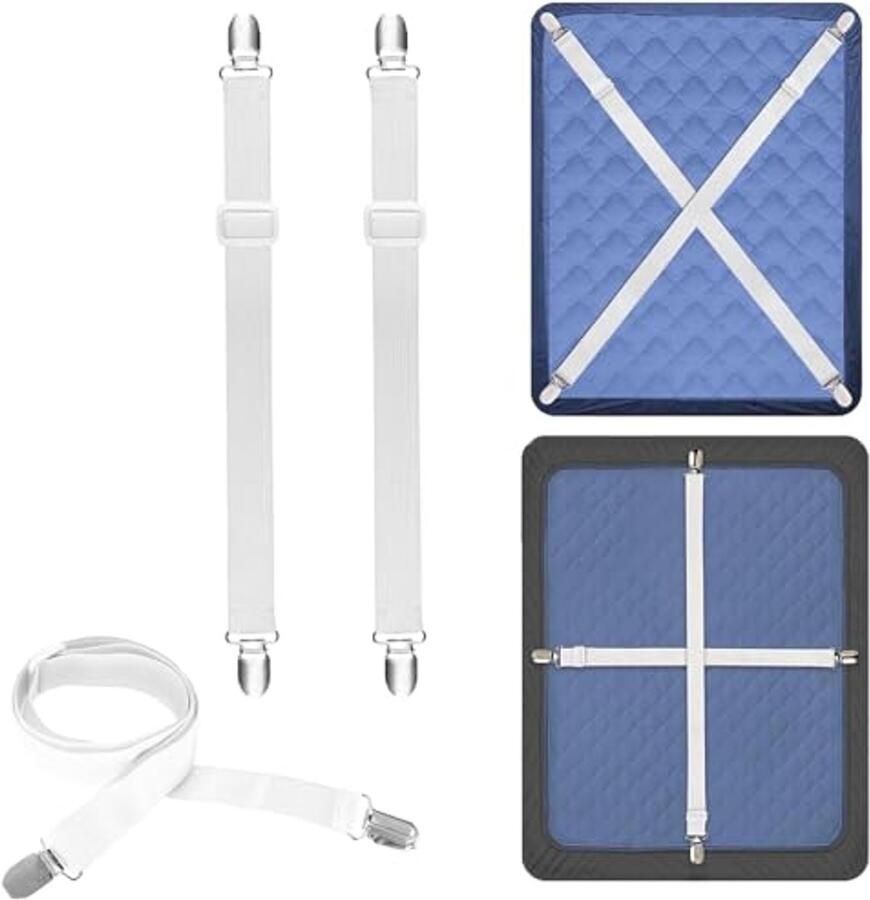 Verstelbare bedlakenspanner 2 stuks 25-75 cm met metalen clip voor strijkplank matras en bank