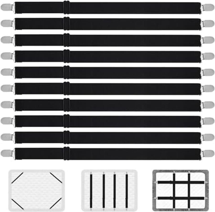 Verstelbare bedlakenspanners 10 stuks Elastische spanner voor lakens matrassen en hoezen tot 130 cm