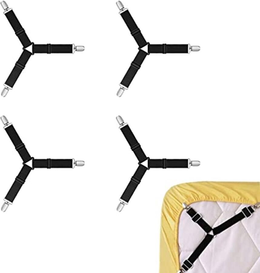 Verstelbare Bedlakenspanners 4 Stuks Driehoekige Bedlakenclips voor een Strak Beddengoed