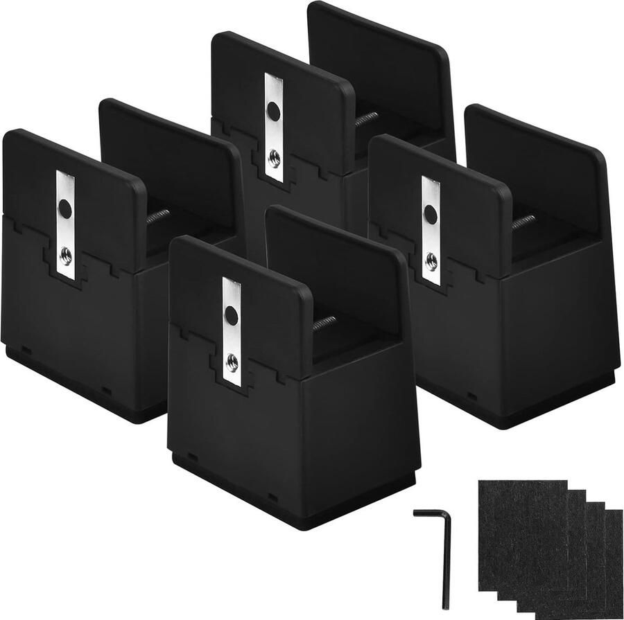 Verstelbare bedverhogers met schroefklem 5 cm hoogte zware bedverhogers tafelverhogers past op vierkante ronde stoelpootdiameter 0-3 7 cm ondersteunt 20.000 lbs