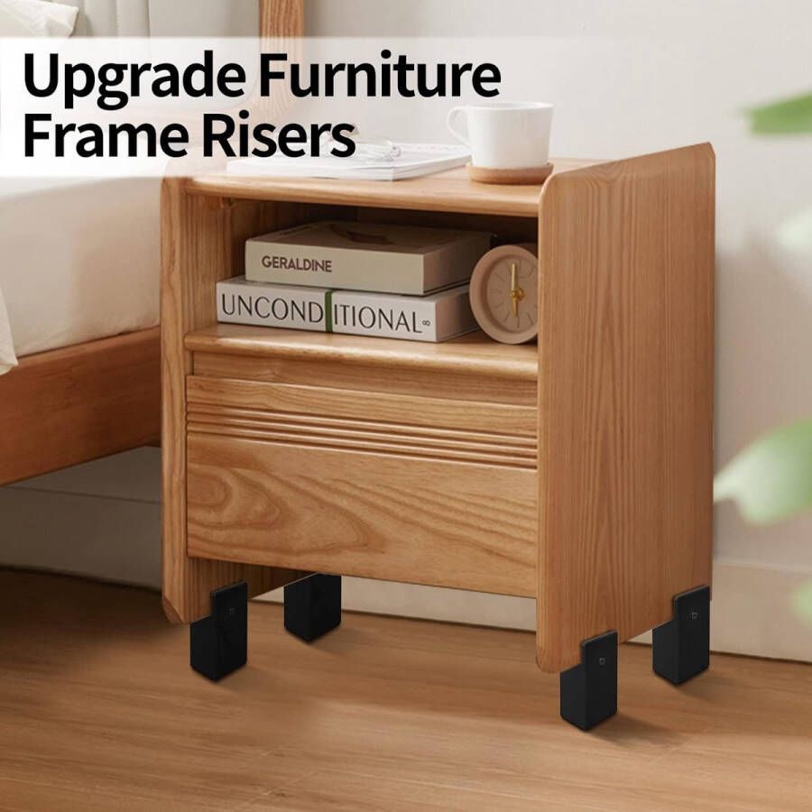 Verstelbare Bedverhoging Meubelverhoging 10cm met Schroefklem Stoelverhogingen Bedverhoger 4inch Zware Belasting 4 stuks Meubelverhogers voor 0 8-1 6 inch Breedte Vierkante & Ronde Stoelpoten Zwart