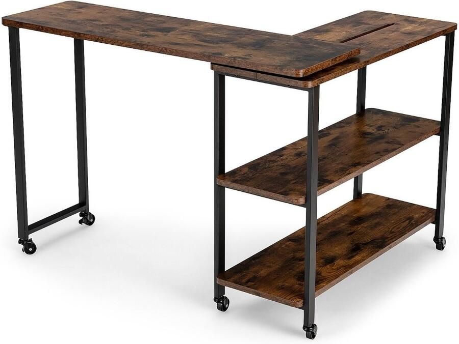 “Verstelbare Bijzettafel – 360° Draaibare Mobiele Laptoptafel met 6 Zwenkwielen 101 x 82 5 x 72 5 cm”