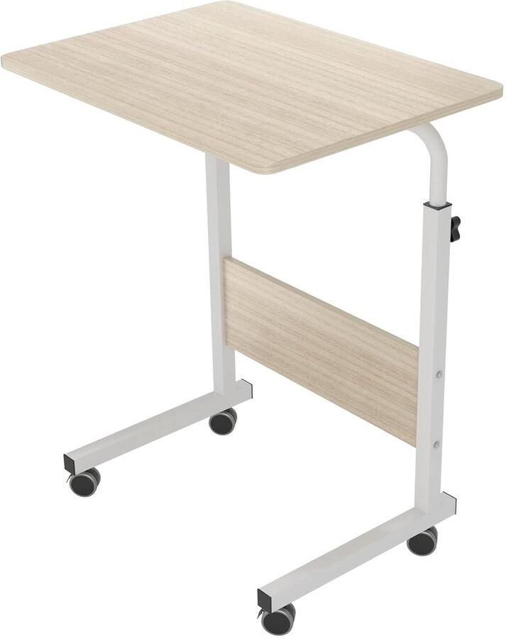 Verstelbare Bijzettafel Flexibel en Ruimtebesparend 1 stuk Hout en Metaal 60 x 40 cm