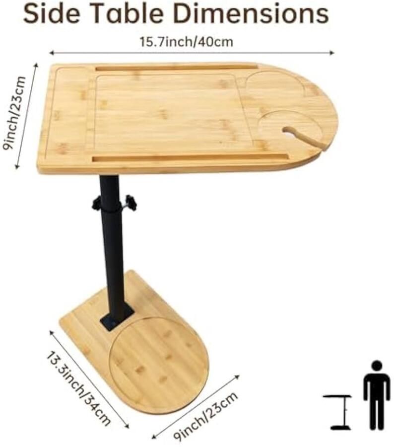 Verstelbare Bijzettafel Modern Design 1 stuk Zwart Hoogwaardig Materiaal