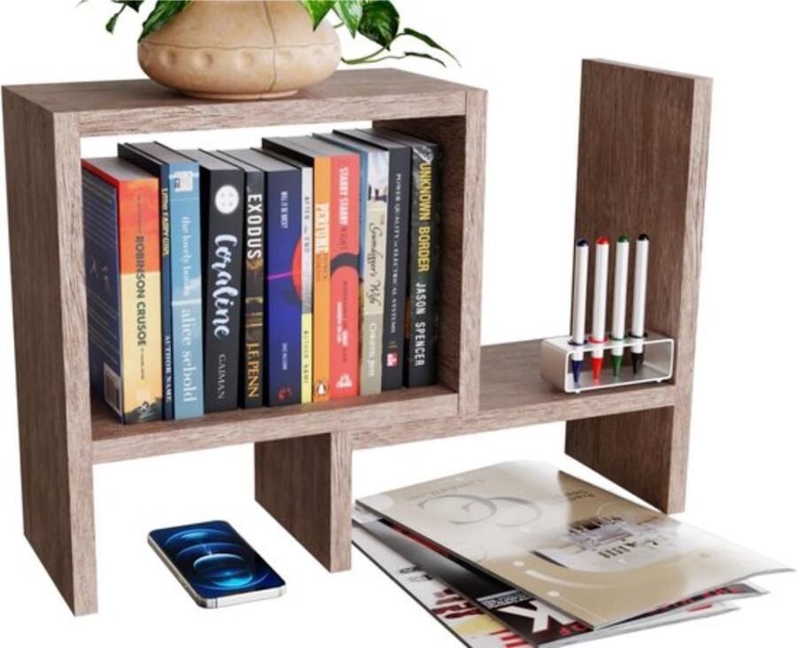 Verstelbare Boekenplank Boekenkast Desktop Boekenplank Bureau-opbergorganizer Vrijstaande Desktop Organizer Keukenorganizer Kantooropbergrek Sonoma