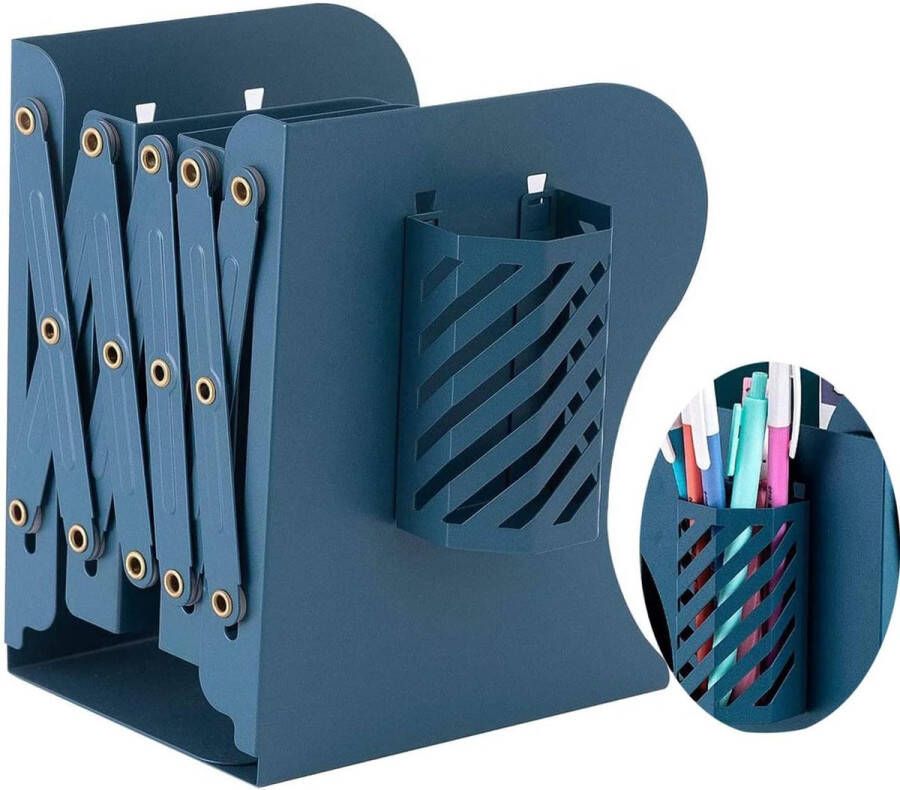 Verstelbare boekensteun metalen boekenstandaard voor kinderen opvouwbaar ordnerrekken antislip boekenstandaard voor bureau schrijfwaren (blauw)