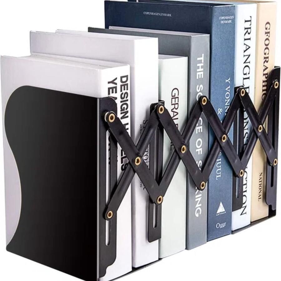 Verstelbare boekensteun metalen ijzeren verstelbare boekenhouderstandaard uitbreidbare tijdschriftenmap voor bureau plank kantoor briefpapier uitschuifbaar tot 48 3 cm