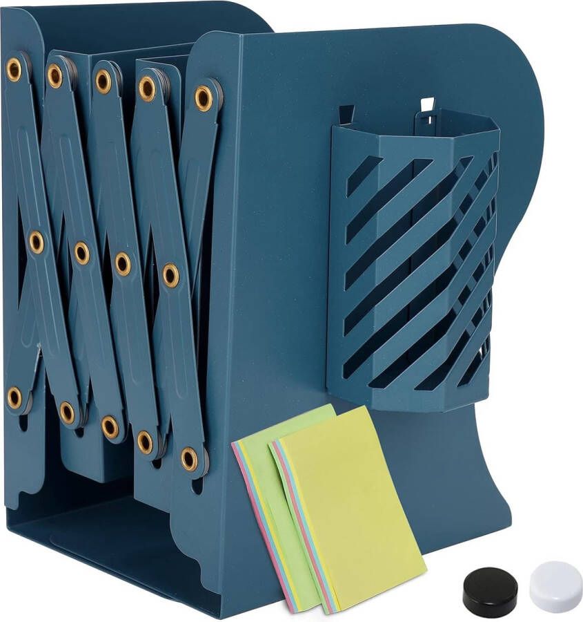 Verstelbare boekensteunen boekenstandaard voor kinderen met pennenhouder verstelbare boekenplanken antislip voor kantoor school bibliotheek (blauw)
