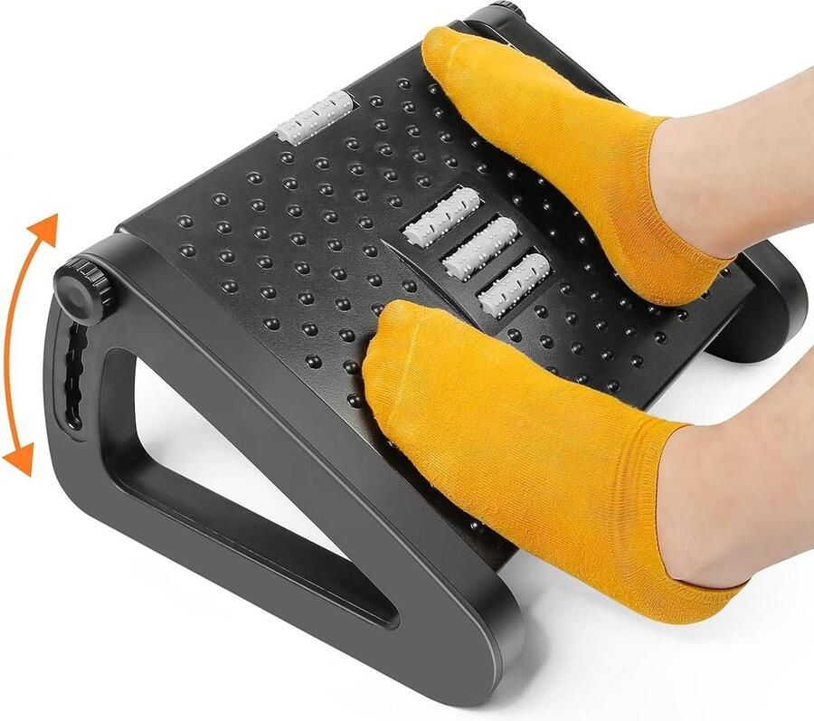 Hoogte verstelbare ergonomische voetensteun met massagefunctie voor bureau en thuiswerk Ontspanning voor benen en knieën