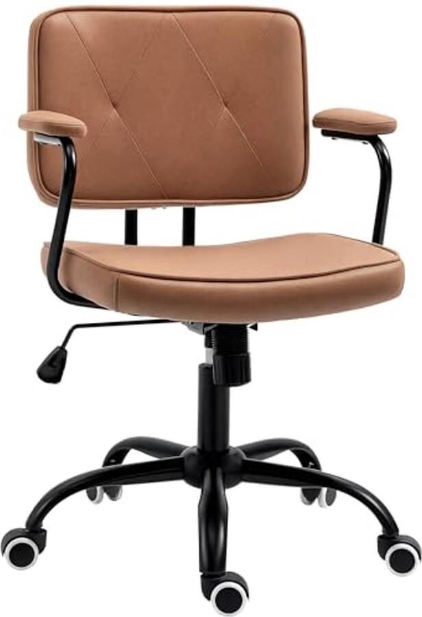 Verstelbare bureaustoel met wielen en kantelfunctie Bruin