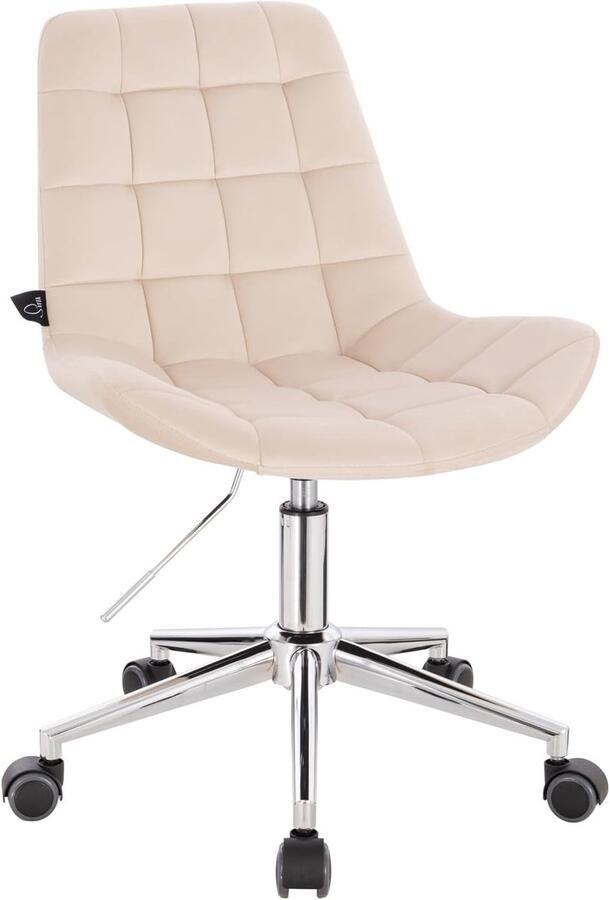Verstelbare Bureaustoel voor Kinderen Fluwelen Draaistoel in Vanille en Crème