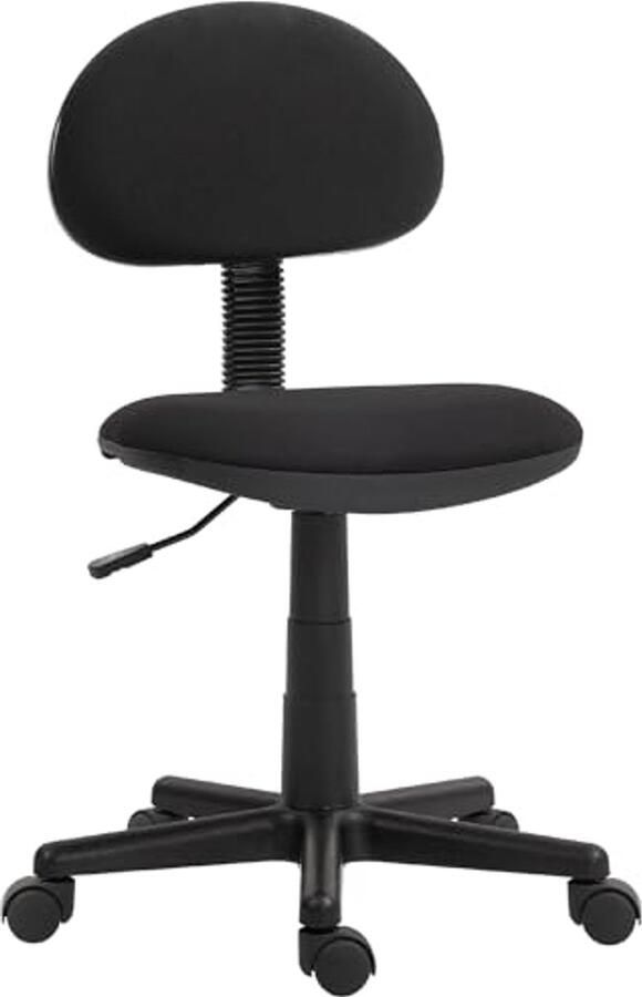 Verstelbare Bureaustoel zonder Armleuningen Kleine Computerstoel met Draaifunctie en Wielen Zwart