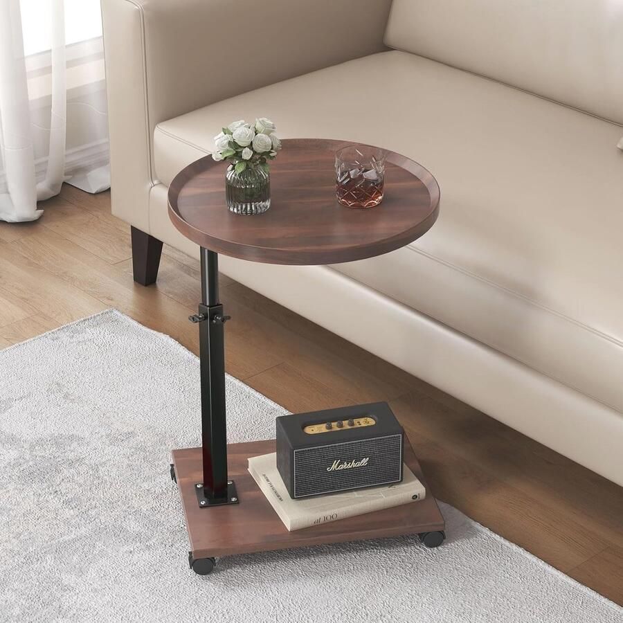 Verstelbare C-vorm Bijzettafel Moderne Mobiele Salontafel voor Woonkamer en Slaapkamer - Foto 2