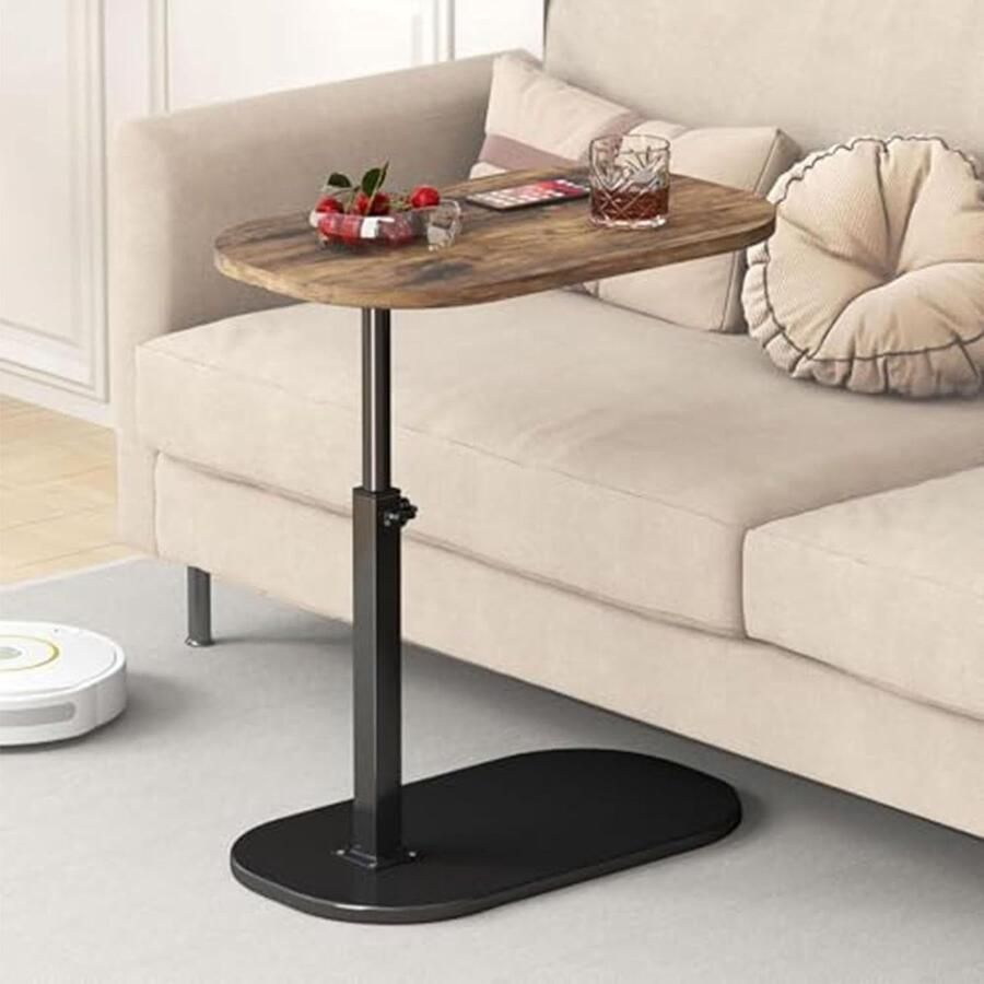 Verstelbare C-vormige bijzettafel moderne salontafel zwart-retro