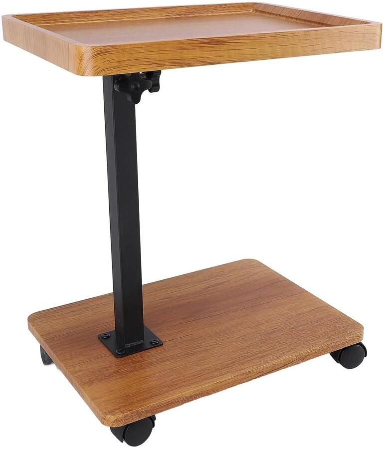 Verstelbare C-vormige bijzettafel Flexibel en mobiel 1 stuk Hout en staal 40 x 30 cm