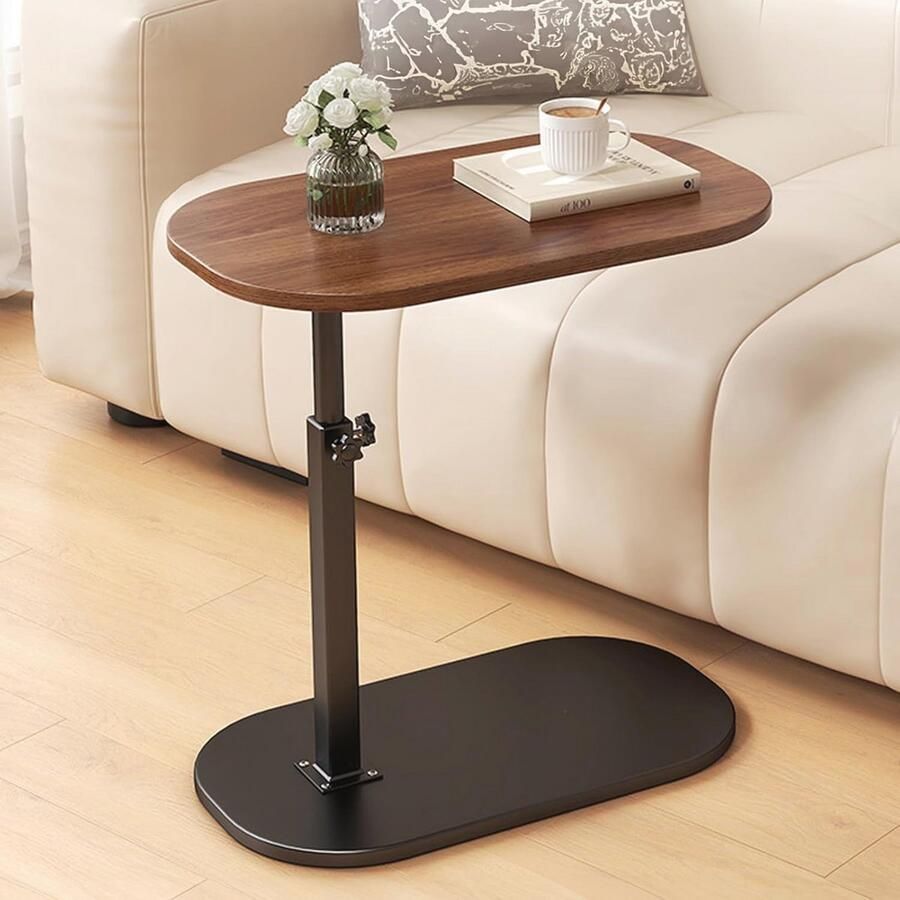 Verstelbare C-vormige Bijzettafel met 360° Draaifunctie Ideaal voor Laptops en Maaltijden