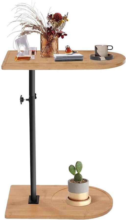Verstelbare C-vormige Bijzettafel Multifunctioneel 1 stuk Bamboe