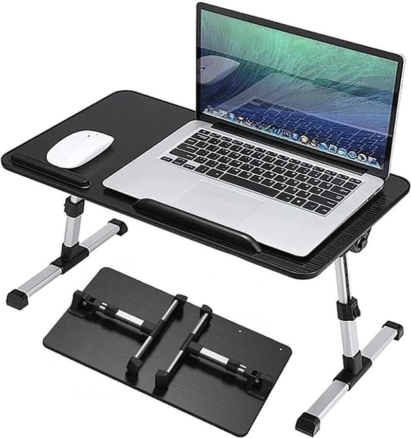 Verstelbare draagbare laptopbedtafel Geschikt voor werken lezen en schrijven (Zwart S)