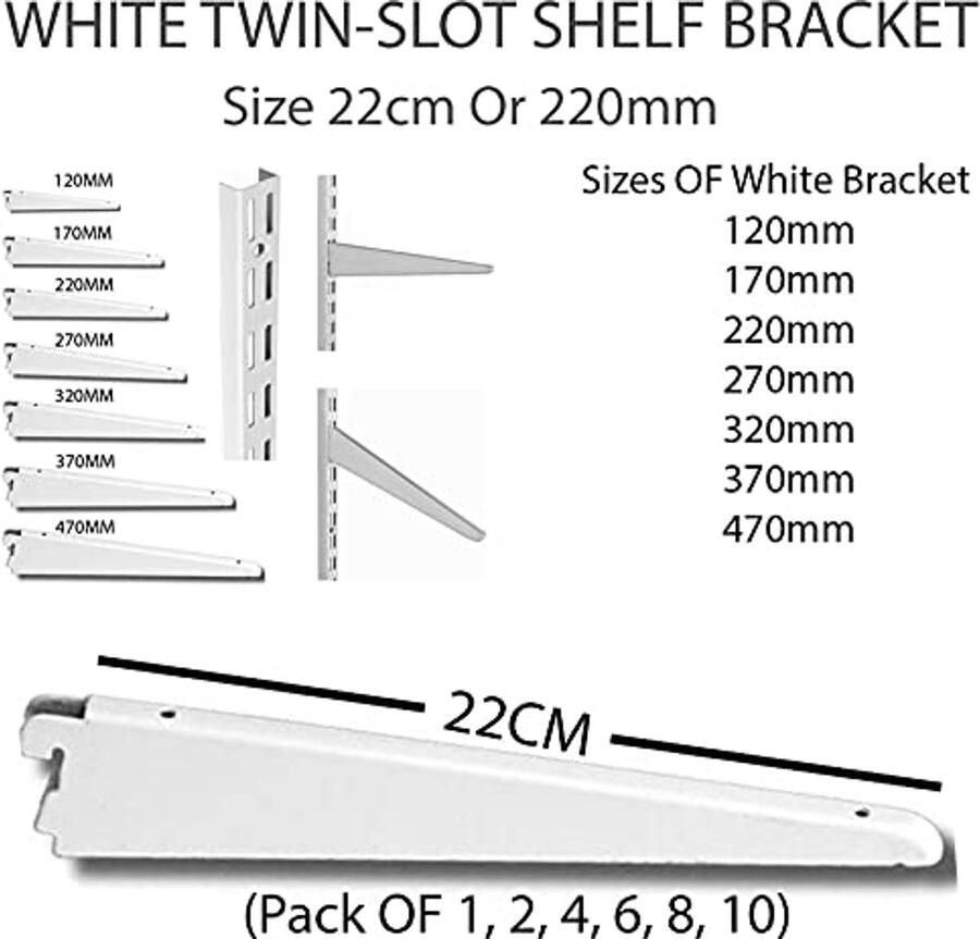 Verstelbare Dubbele Slotrekken voor Wandplanken 10 Stuks in Wit of Chroom 22CM