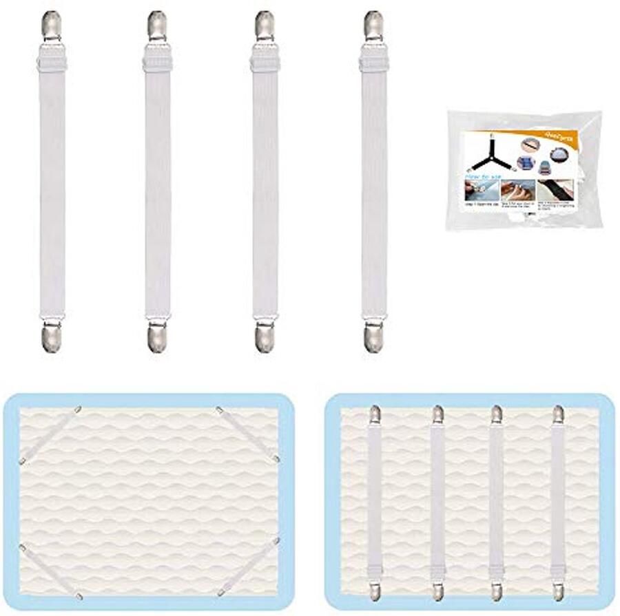 Verstelbare elastische bedlakens bevestigingsmiddelen 4 stuks