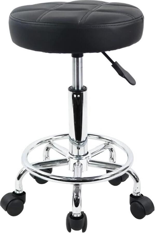 Korte Ronde Spa Kruk Make Up Kruk Hoogte Verstelbare Vanity Kruk Swivel Bank voor Slaapkamer Woonkamer Zwart Moderne Stijl Glamoureus Design - Foto 10