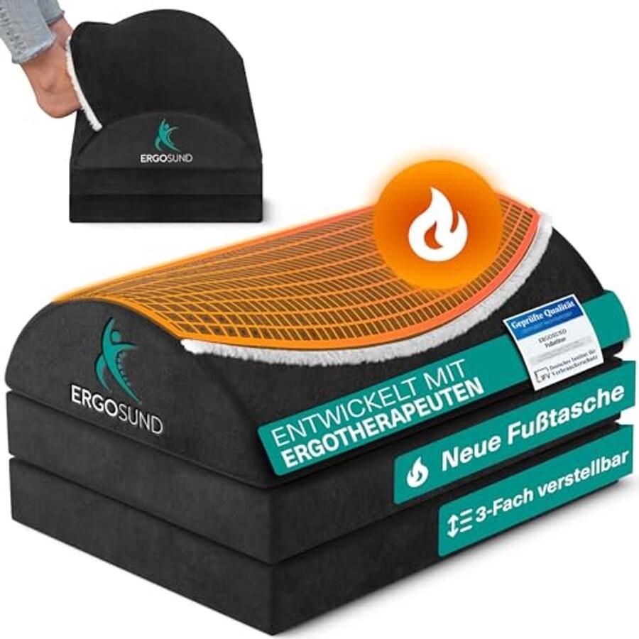 Verstelbare ergonomische voetensteun met pluizige voetenzak voor bureau en thuiskantoor