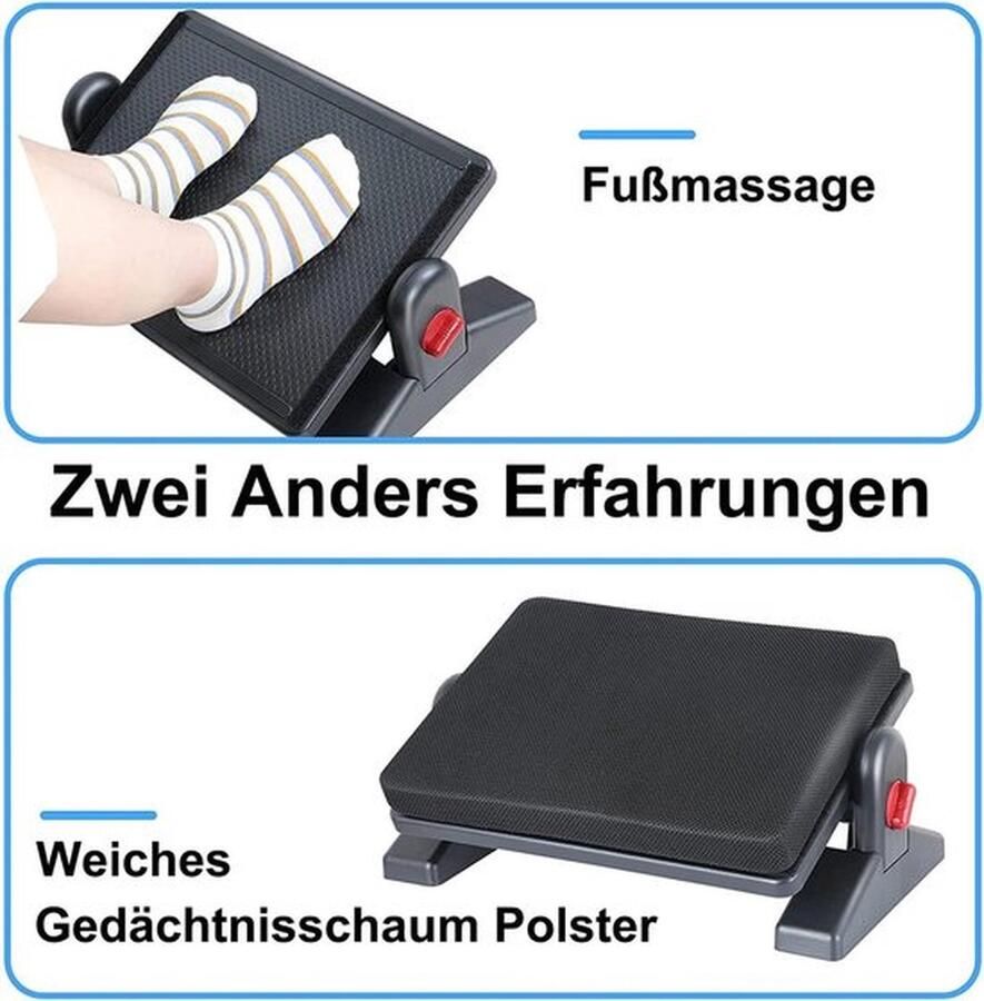 Verstelbare ergonomische voetensteun voor bureau met traagschuim voetkussen thuis en kantoor aanpasbare hoogte en hoek