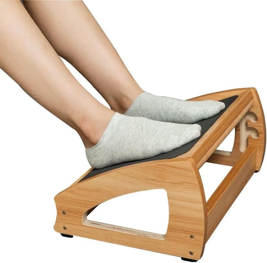 Verstelbare Ergonomische Voetsteun Onder Bureau 3 Hoogteposities Houten Voetenbank met Antislip Oppervlak Foot rest