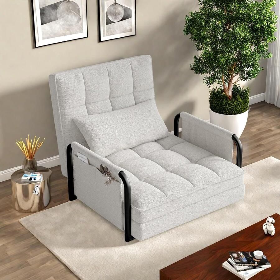 Verstelbare Fauteuil met Verwarming en 5 Posities – Ideale opklapbare Converteerbare Stoel voor Woonkamer en Kantoor