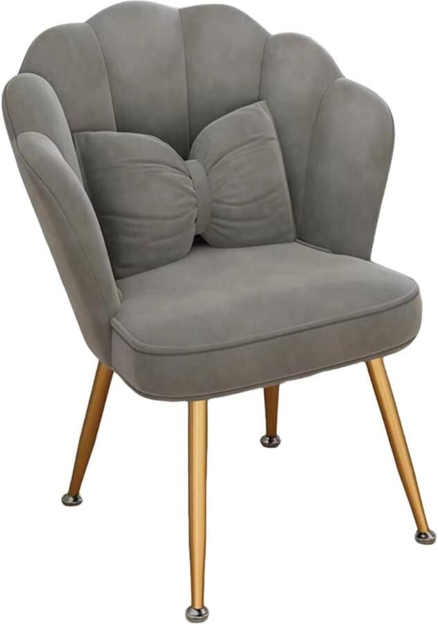 Verstelbare Fluwelen Accentstoel met Bloemblaadjesrug voor Woonkamer en Slaapkamer