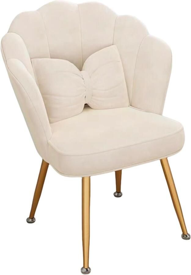 Verstelbare fluwelen accentstoel voor woonkamer en slaapkamer met gouden poten en bloemblaadjesrug