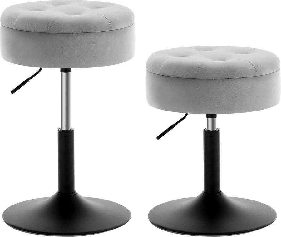 Rootz Living Rootz verstelbare fluwelen barkruk tegenstoel draaibare zitting duurzaam multifunctioneel opbergruimte 39 5 cm x 49 5-65 cm