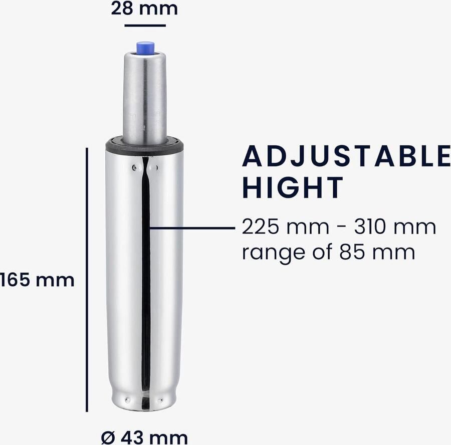 Verstelbare gasveer voor bureaustoel Max 200 kg draaggewicht Zilverkleurig