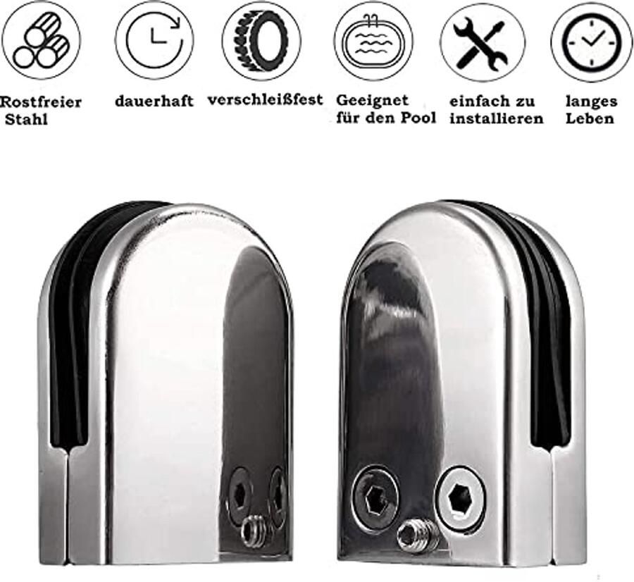 Verstelbare Glashouders Set van 24 Roestvrij Staal 304 voor Glasdikte 6-8 mm