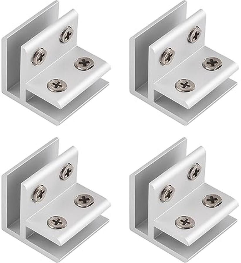 Verstelbare Glasklem 90 Graden Aluminium Glazen Clips voor Planken 4 Stuks