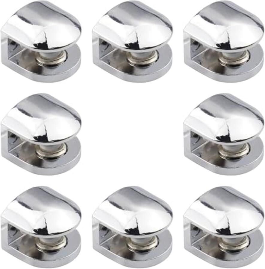 Verstelbare Glasklemmen 8 Stuks Solide Zinklegering voor 6-8 mm Glas en Acrylglas
