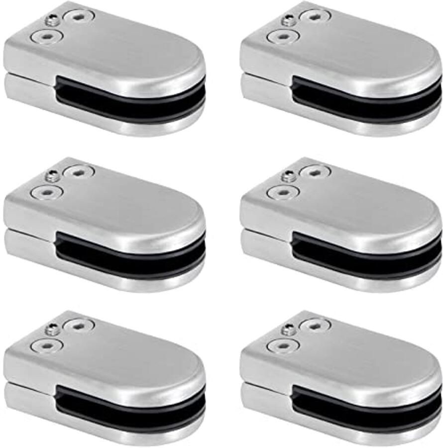 Verstelbare Glazen Klemmen 10-12 mm Roestvrij Staal Glazen Plankhouders en Balustrade Steun 6 Stuks