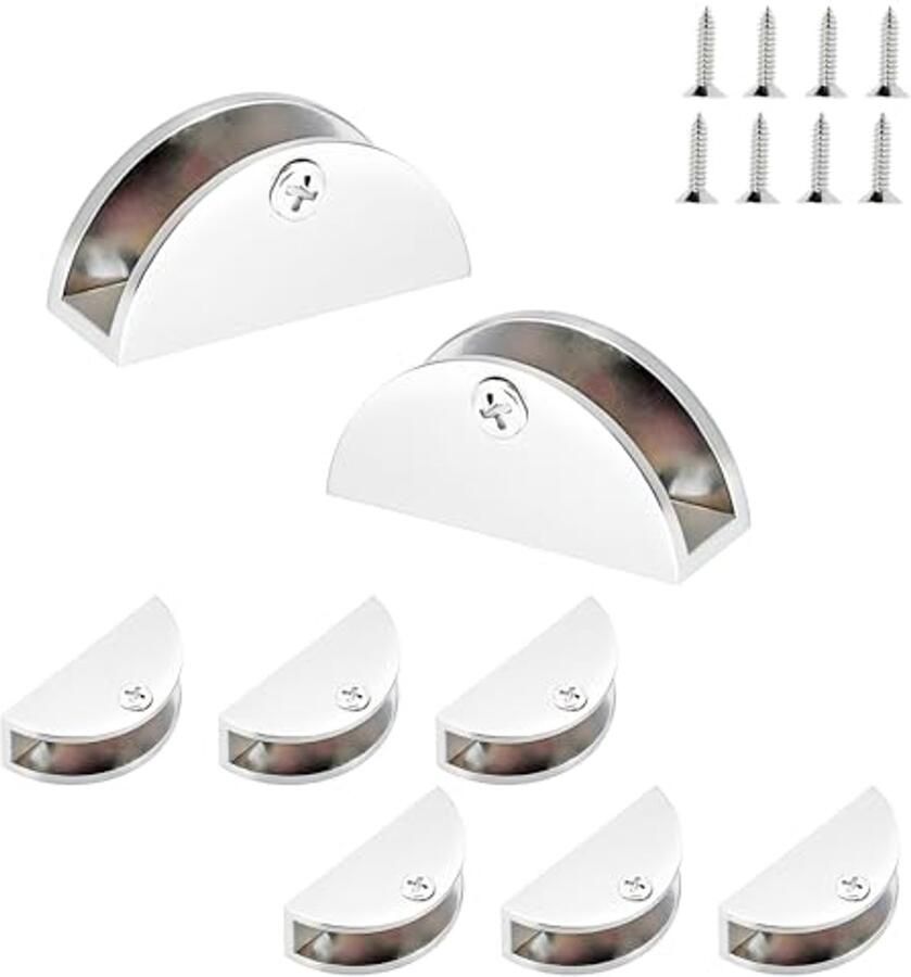 Verstelbare Glazen Klemmen 8 Stuks voor 8-12 mm Dik Glas Zinklegering Plankdragers