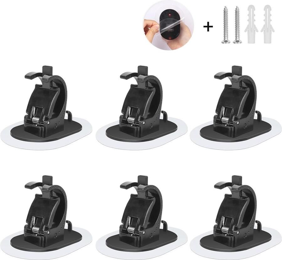 Verstelbare gordijnhaakhouders 6 stuks zelfklevende gordijnroedes zonder boren Lijm houders voor gordijnen (zwart)