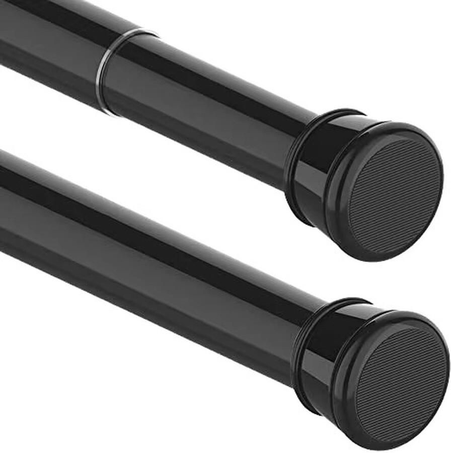 Verstelbare Gordijnroede 2 Stuks Zonder Boren Uitschuifbare Douchestang en Kledingroede voor DIY Projecten Badkamer Kast Zwart 90-160 cm (Ø 25 mm)