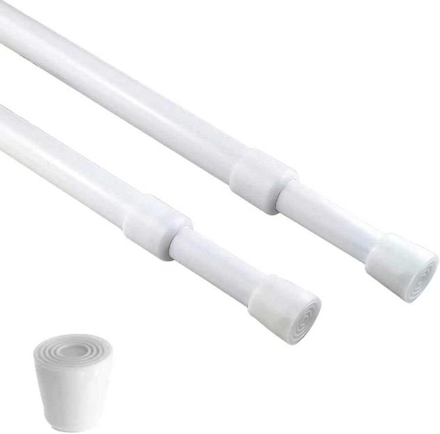 Verstelbare gordijnroede geschikt voor ramen en kasten 2 stuks wit 28-43 inch