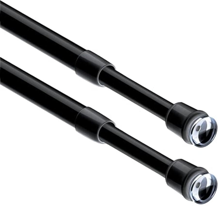 Verstelbare gordijnroede zonder boren Telescopische klemroede voor gordijnen kasten en keukens Zwart (40 5-60 cm)