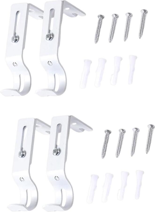 Verstelbare Gordijnroedehouders 4 stuks Witte Metaal