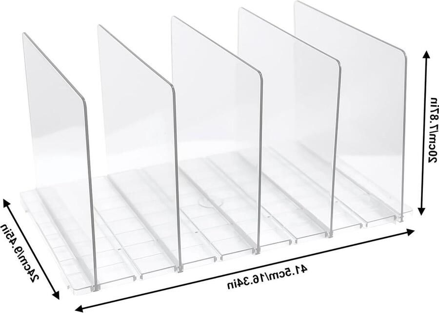 Organizer Clear Kastverdelers- Plank verdelers voor Garderobe- Verstelbare Plank Scheiders Garderobe met 5 Spacers Slaapkamer Keukenkasten (Transparant)