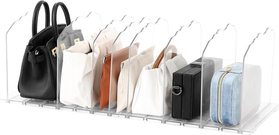 Verstelbare Handtas Opslag Organizer met Plank Scheiders voor Garderobe Kasten Praktische Portemonnee Organisator van Acryl voor Slaapkamer en Keuken Set van 8 Stuks